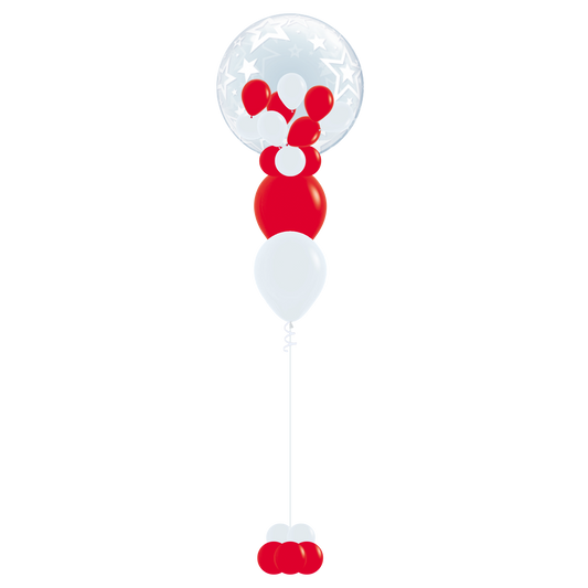 Bubble Balloon Bouquet with Base - Red & White