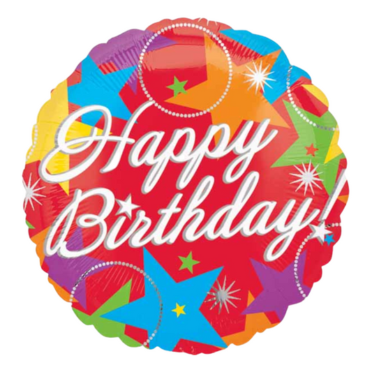 Bursting Birthday Stars 18" Foil Balloon