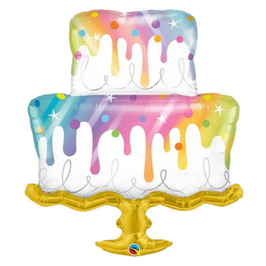 Cake with Rainbow Icing 39" Foil Balloon