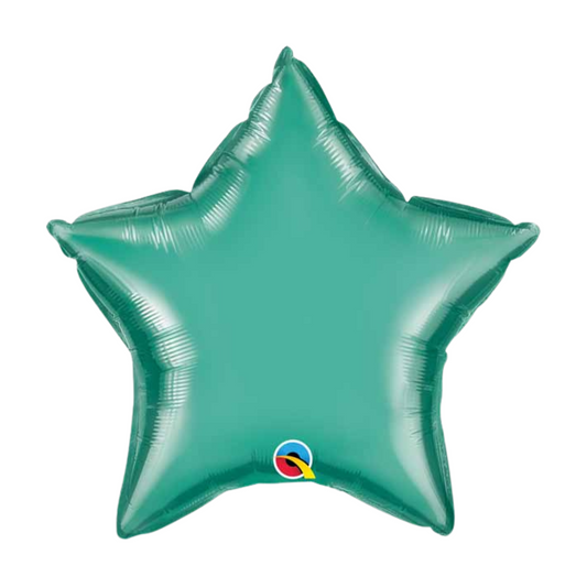 Chrome Green Star 19" Foil Balloon