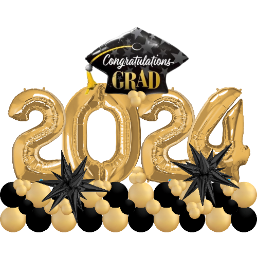 Congratulations Grad 2024 Marquee Black and Gold Just Baskits and
