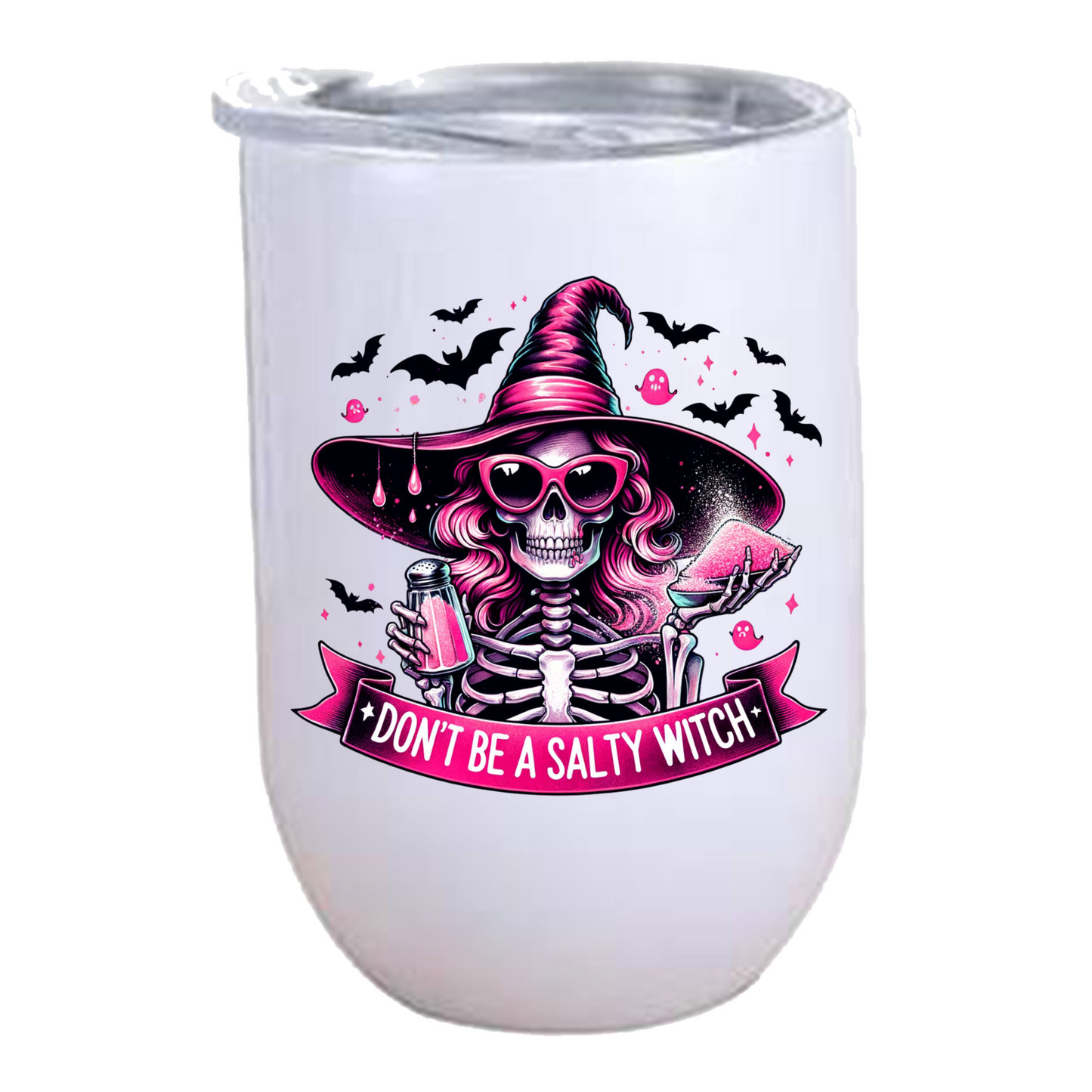 Don't be a Salty Witch Pink & Black Wine Tumbler