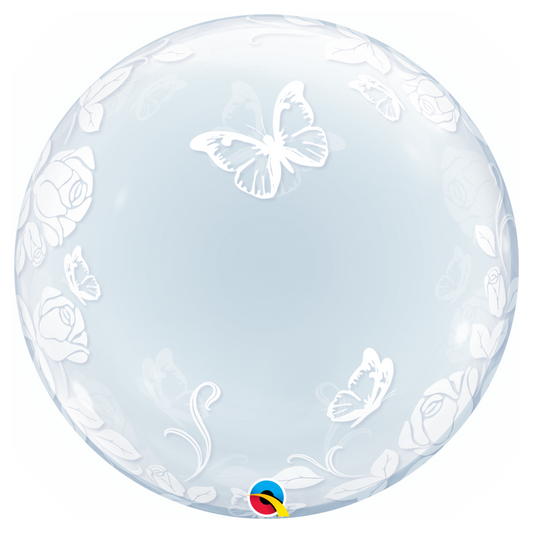 Elegant Roses & Butterflies 24" Bubble Balloon