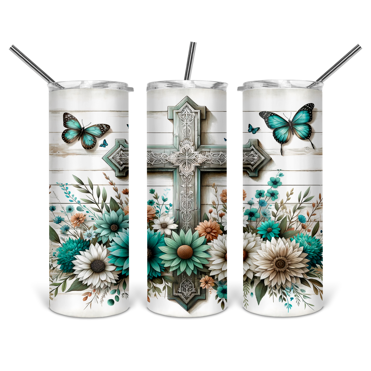 Floral Cross Tumbler