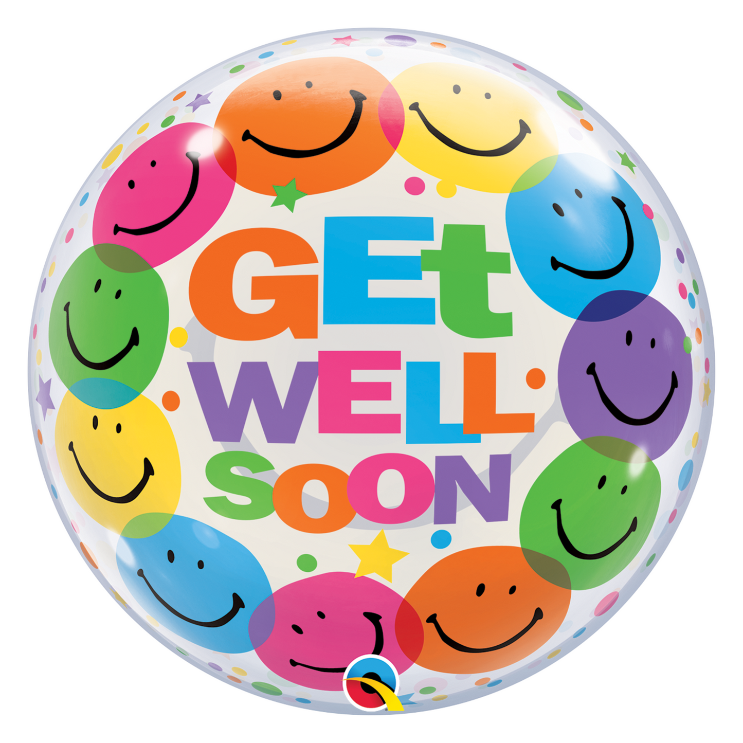 Get Well Soon Smiley Faces 22" Bubble Balloon