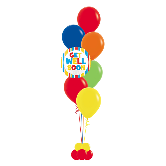 Get Well Soon Stripes Balloon Bouquet