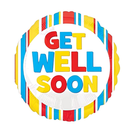 Get Well Soon Stripes 18" Foil Balloon