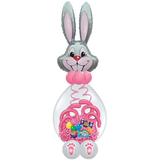 35" Bunny Stuffed Balloon - Gray/Pink
