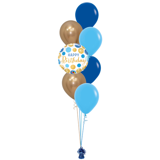 HBD Blue & Gold Dots Bouquet