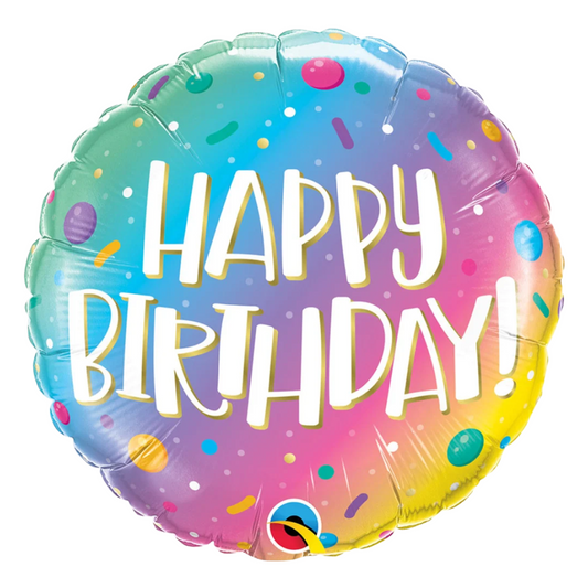 HBD Ombre Dots & Sprinkles 18" Foil Balloon
