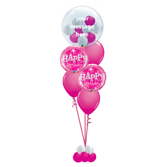 Happy Birthday Pink Bubble Starburst