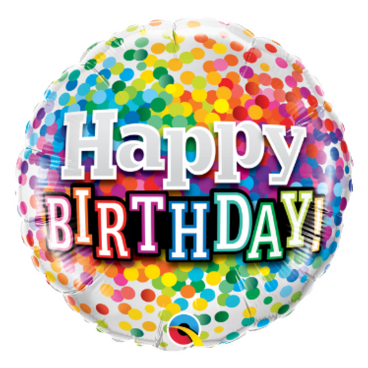 HBD Rainbow Confetti 18" Foil Balloon