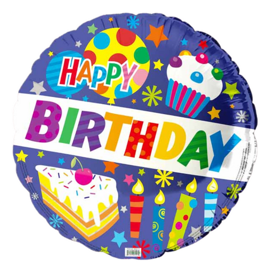 Happy BDAY Cake & Candles 18" Foil Balloon