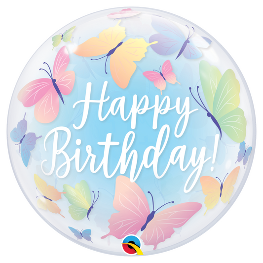 Happy Birthday Butterflies 22" Bubble Balloon