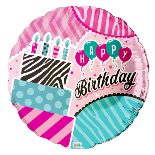 Happy Birthday Cake 18" Foil Balloon