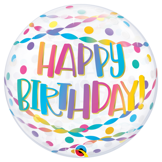 Happy Birthday Confetti & Streamers 22" Bubble Balloon
