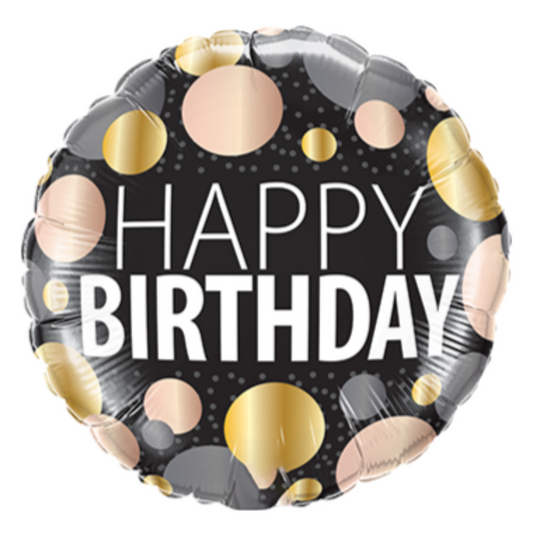 Happy Birthday Metallic Dots 18" Foil Balloon
