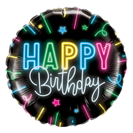 Happy Birthday Neon Glow 18" Foil Balloon