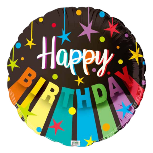 Happy Birthday Neon Star 18" Foil Balloon