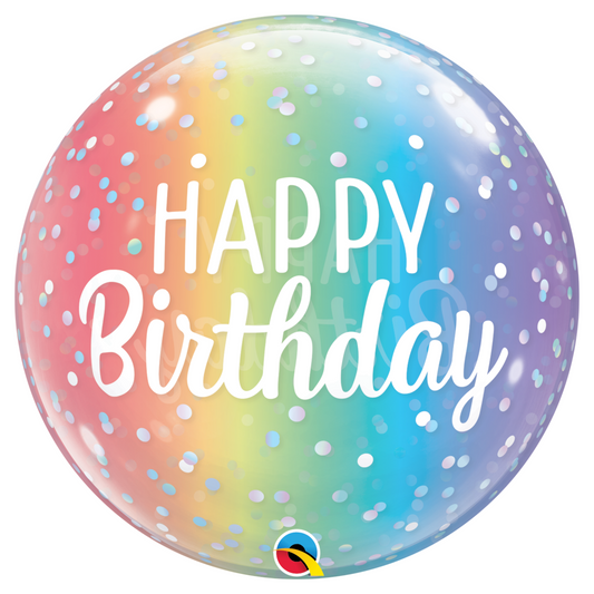 Happy Birthday Ombre Dots 22" Bubble Balloon