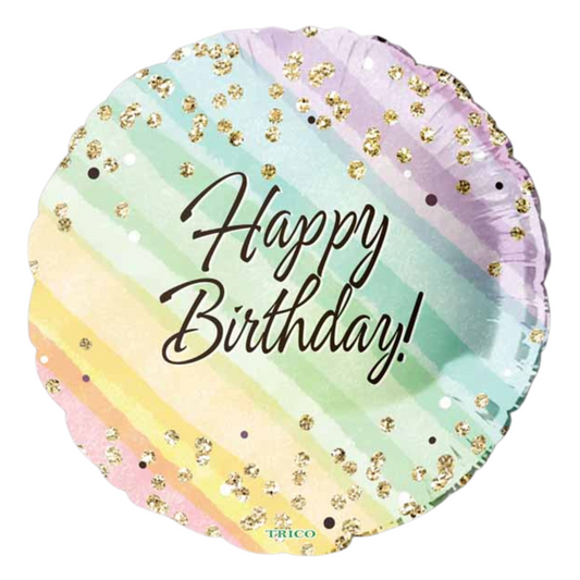 Happy Birthday Pastel Sparkles 18" Foil Balloon