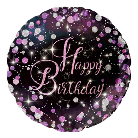 Happy Birthday Pink Dots 18" Foil Balloon
