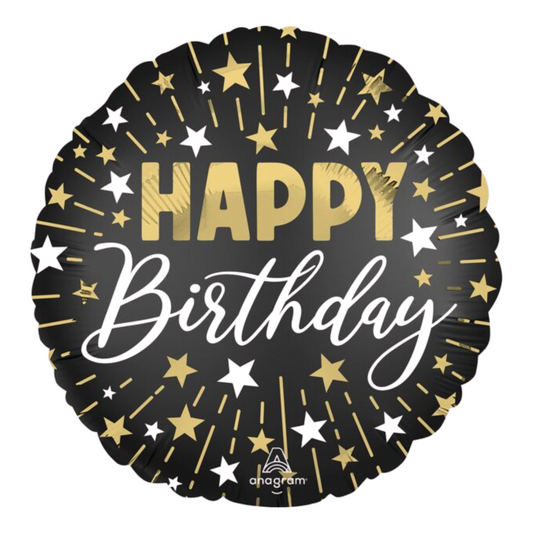 Happy Birthday Satin Stars 18" Foil Balloon