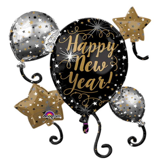 Happy New Year Cluster Shape 30" Foil