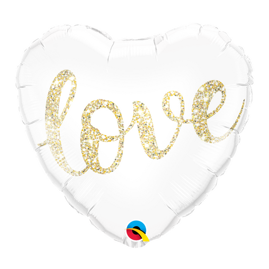Heart Love Glitter Gold 18" Foil Balloon