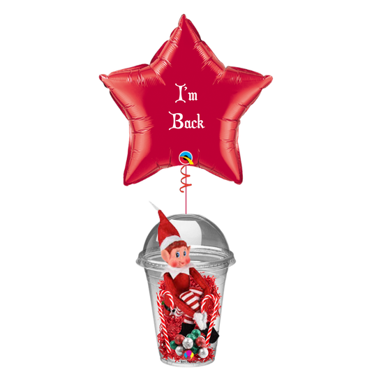 I'm Back / We're Back Elf Candy Cup and Balloon