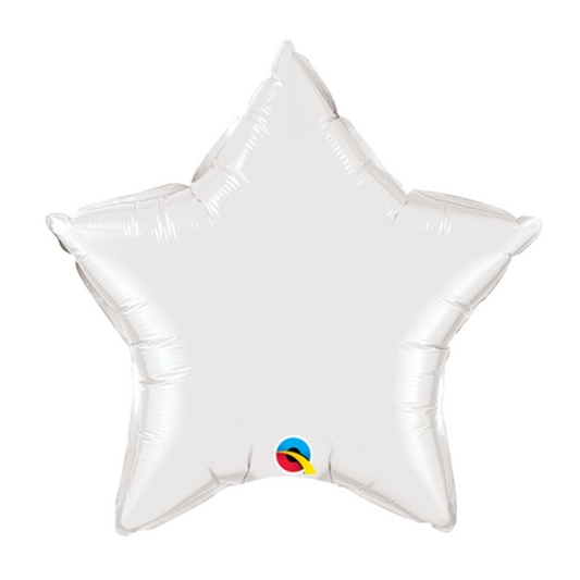 Metallic White Star 19" Foil Balloon