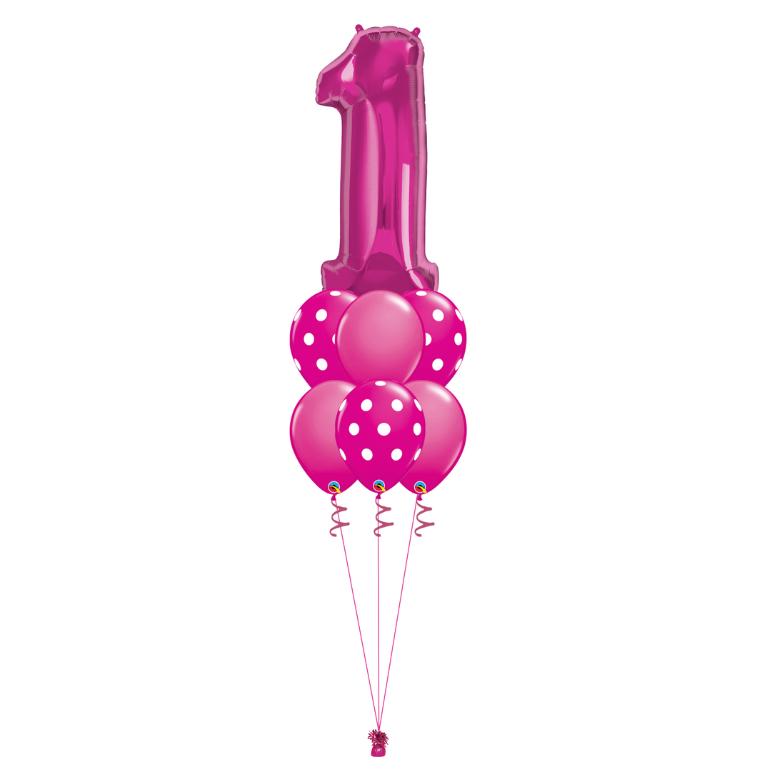 Bouquet of 7 Balloons - Pink Polka Dot