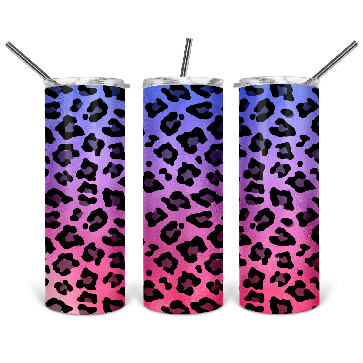 Purple & Pink Foil Leopard Tumbler