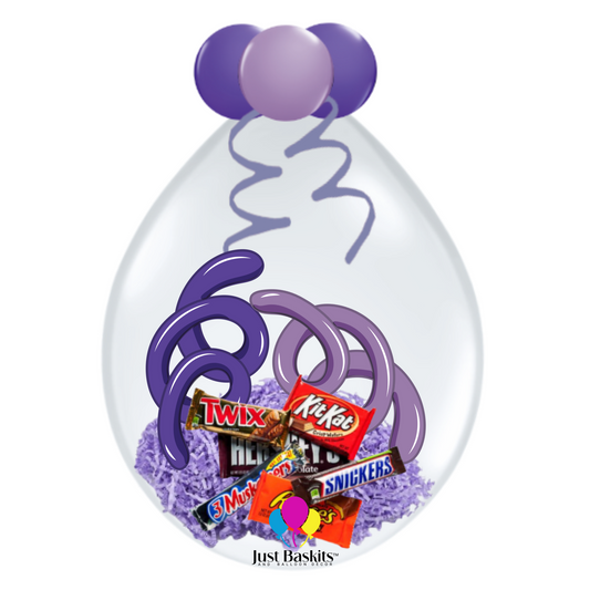 Purple Stuffed Balloon with Chocolate Bars