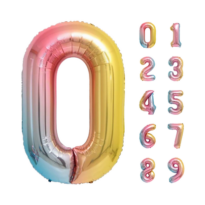 34" Rainbow Ombre Number Balloon