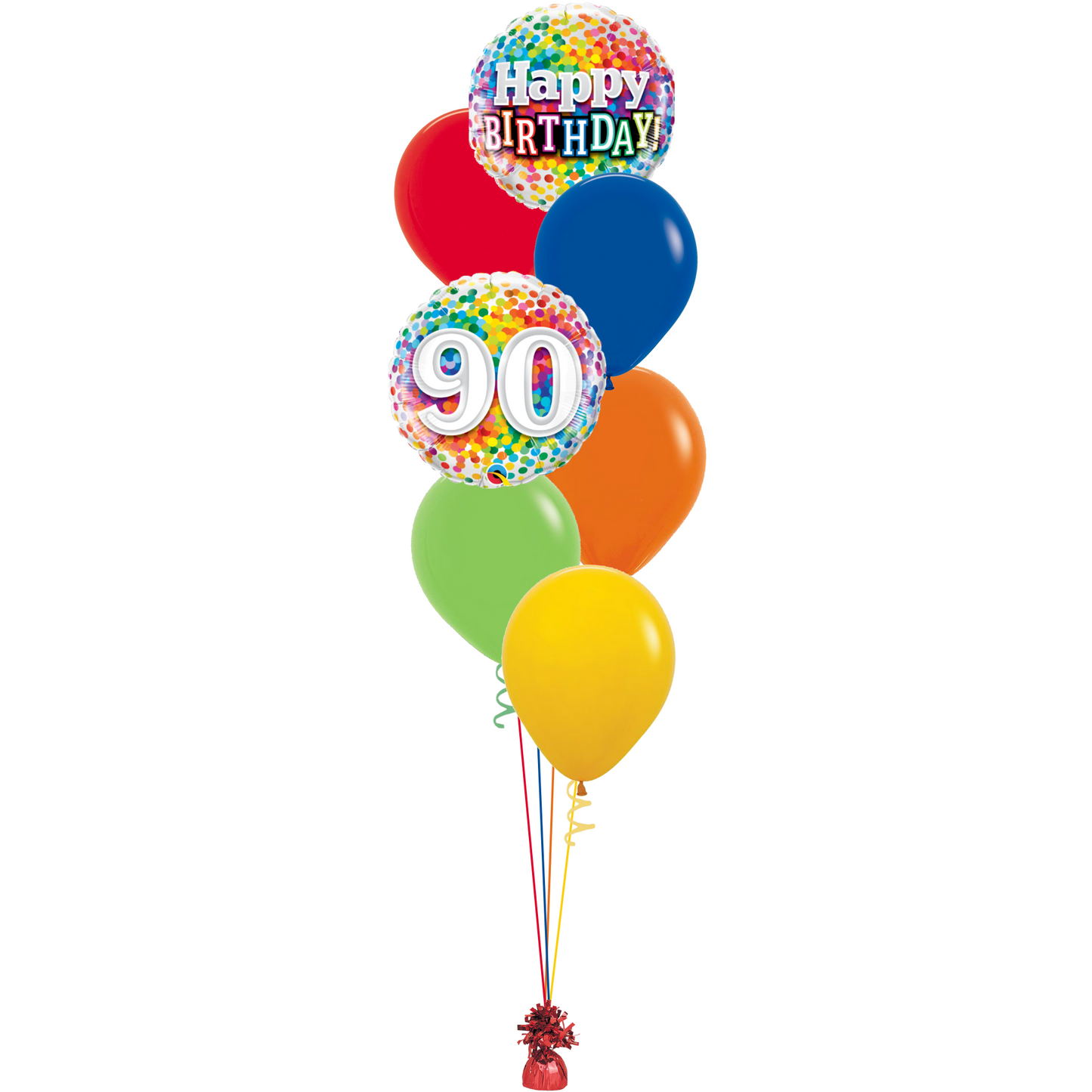 90th Rainbow Confetti Birthday