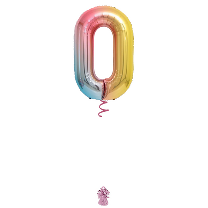 34" Rainbow Ombre Number Balloon