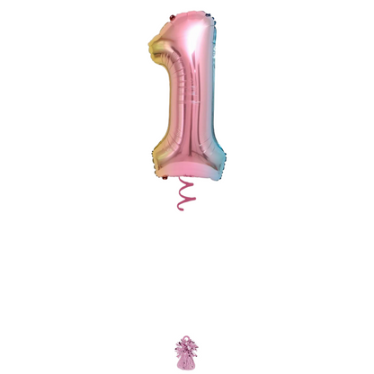34" Rainbow Ombre Number Balloon