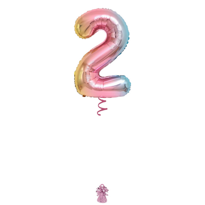 34" Rainbow Ombre Number Balloon