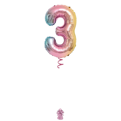 34" Rainbow Ombre Number Balloon