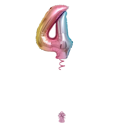 34" Rainbow Ombre Number Balloon