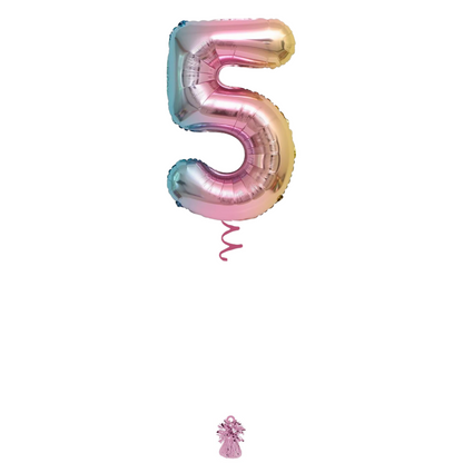 34" Rainbow Ombre Number Balloon