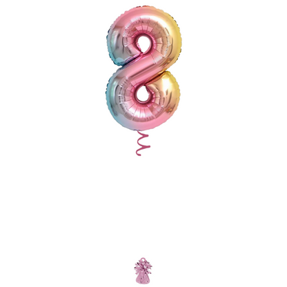 34" Rainbow Ombre Number Balloon