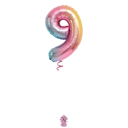 34" Rainbow Ombre Number Balloon