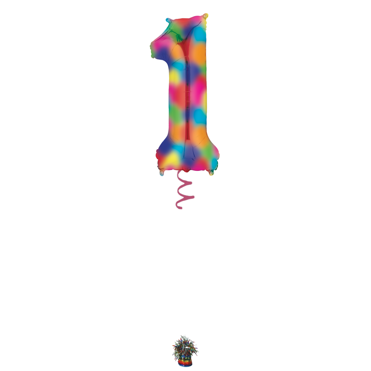 34" Rainbow Splash Number Balloon