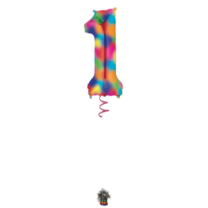 34" Rainbow Splash Number Balloon