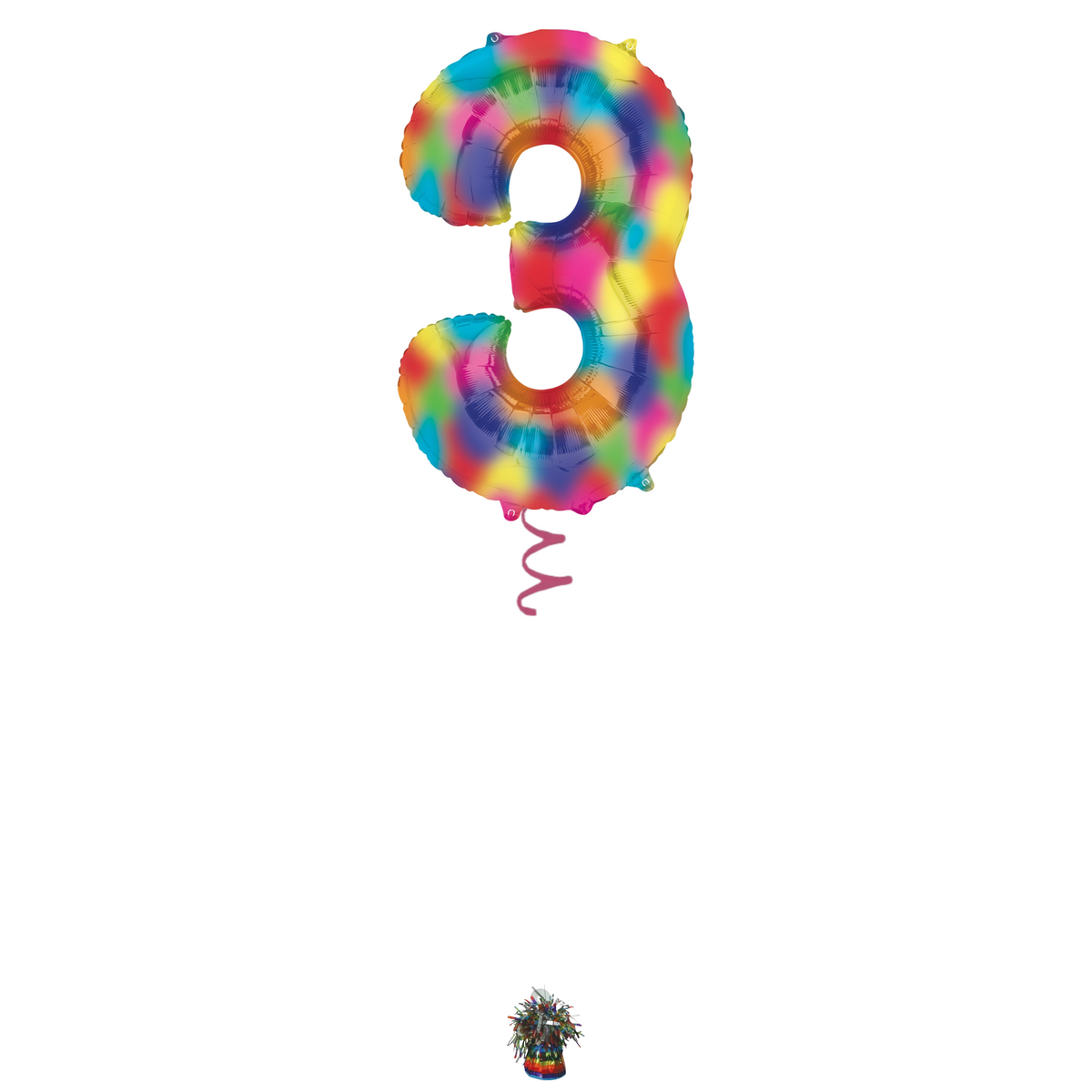 34" Rainbow Splash Number Balloon