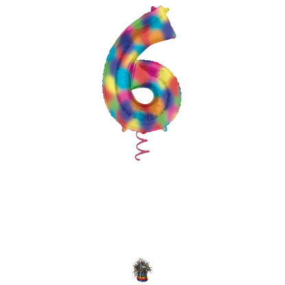 34" Rainbow Splash Number Balloon