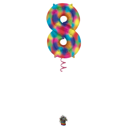 34" Rainbow Splash Number Balloon