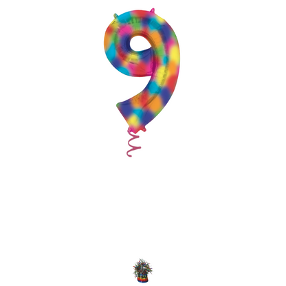 34" Rainbow Splash Number Balloon